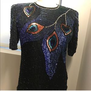 Lawrence Kazar Leaves of Elegance Sequin Blouse
